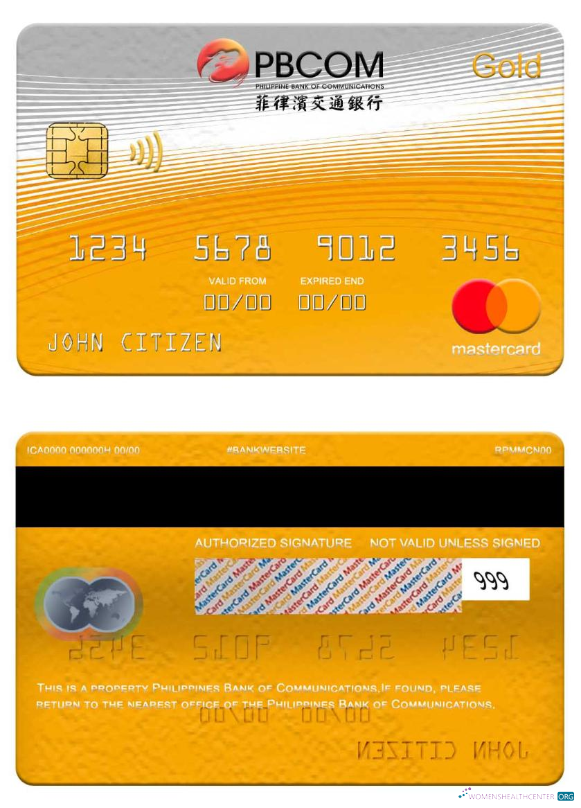 Download Philippines Bank of Communications mastercard gold Photoshop template